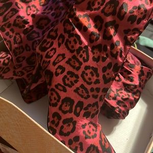 Thigh High Hot Pink Cheetah Boots